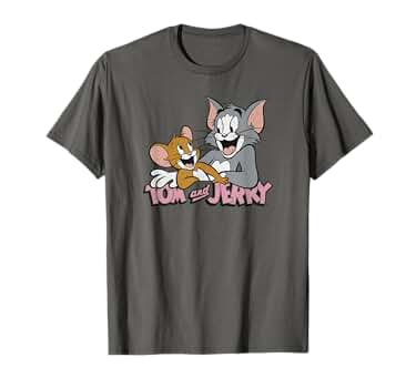 Amazon.com: Tom and Jerry Pink Font T-Shirt : Clothing